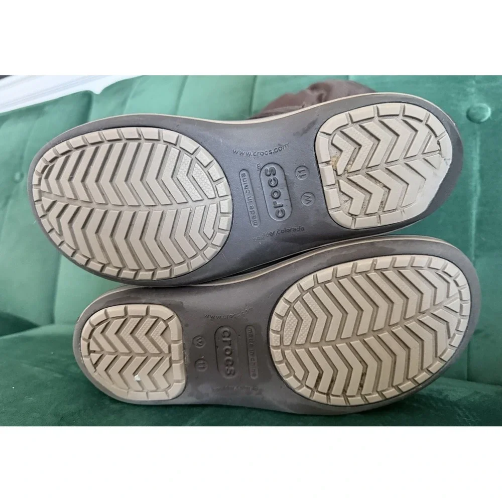 Crocs Winter Puff Boot Womens Size 11 Brown Good Quilted Insulated Snow Boots‎